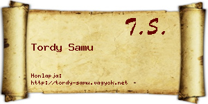 Tordy Samu névjegykártya